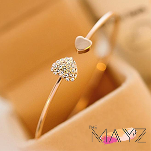 Adjustable Crystal Double Heart Bracelet - The MAYZ
