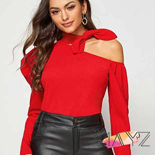Asymmetrical Neck Knot Detail Top - The MAYZ