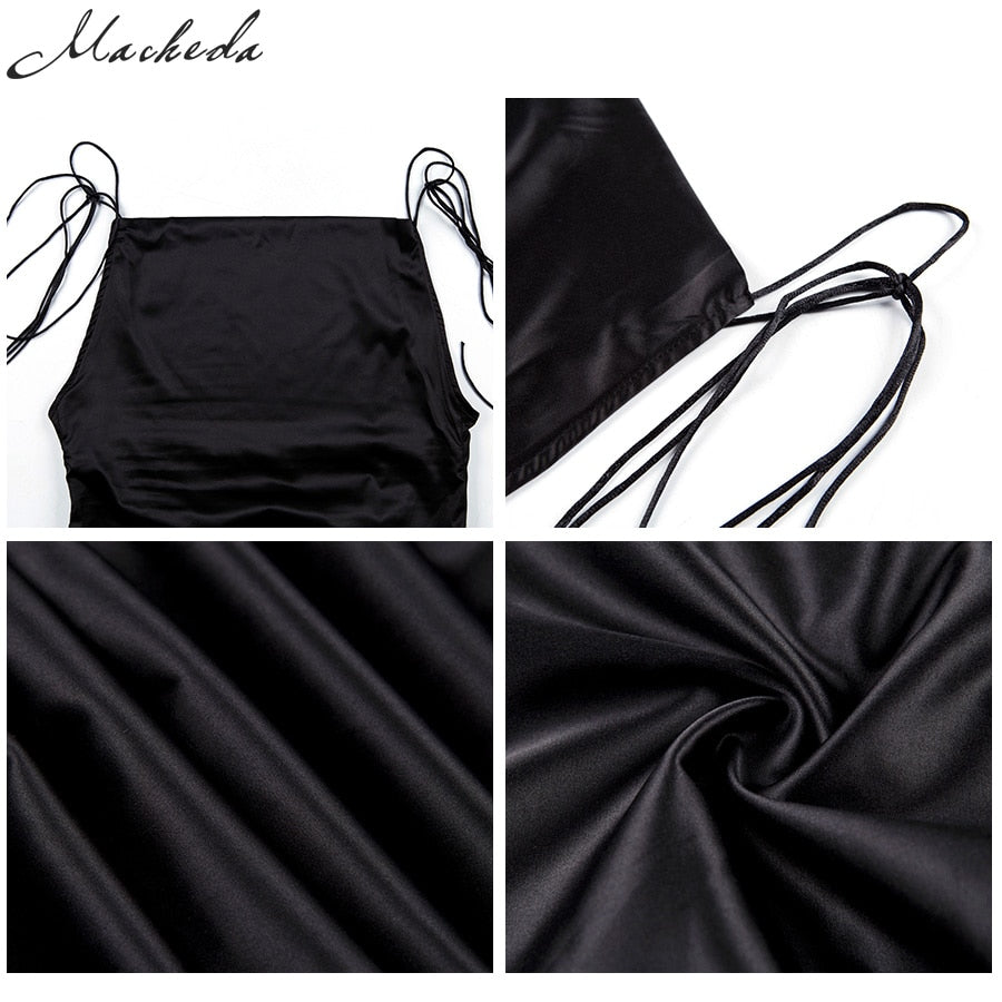 Solid Spaghetti Straps Backless Sleeveless Sexy Dresse - The MAYZ