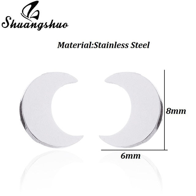 Earrings Mini Black Geometric Moon Star - The MAYZ