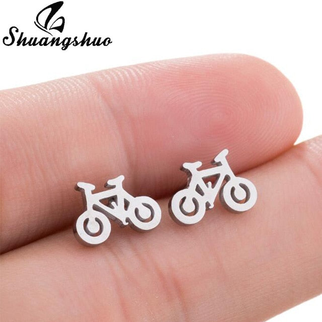 Earrings Mini Black Geometric Moon Star - The MAYZ