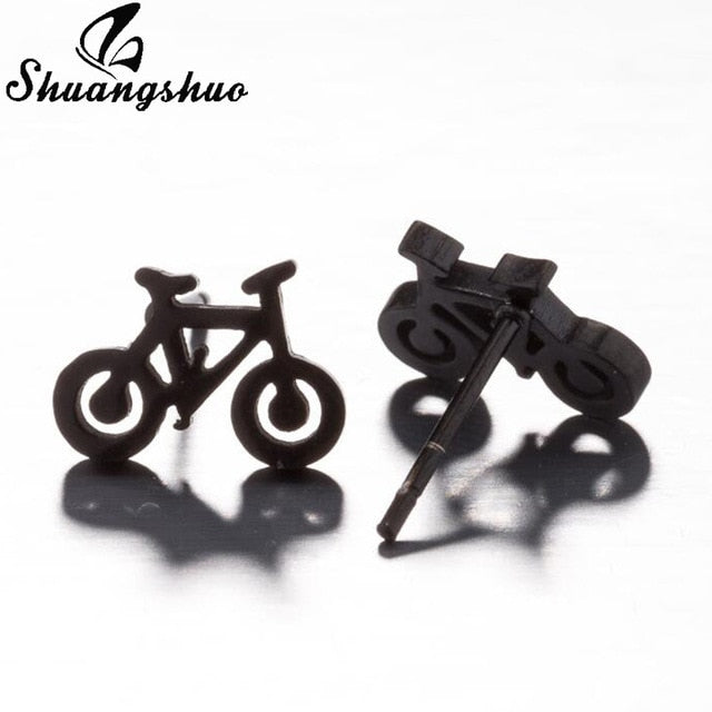 Earrings Mini Black Geometric Moon Star - The MAYZ