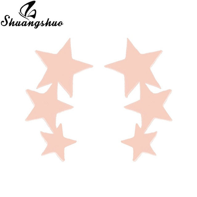 Earrings Mini Black Geometric Moon Star - The MAYZ