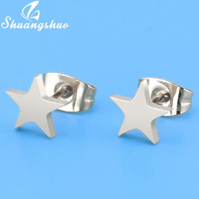 Earrings Mini Black Geometric Moon Star - The MAYZ