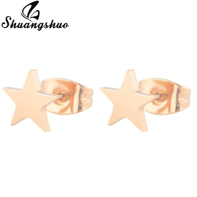 Earrings Mini Black Geometric Moon Star - The MAYZ