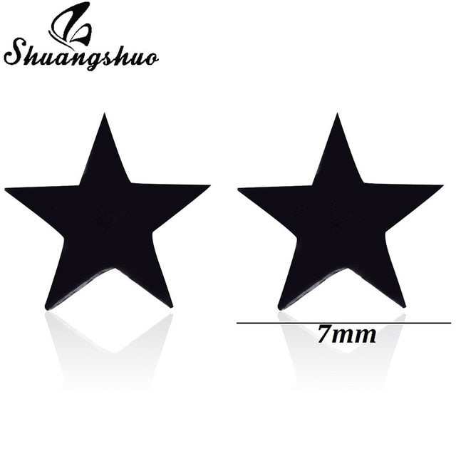 Earrings Mini Black Geometric Moon Star - The MAYZ