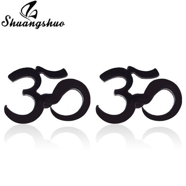 Earrings Mini Black Geometric Moon Star - The MAYZ