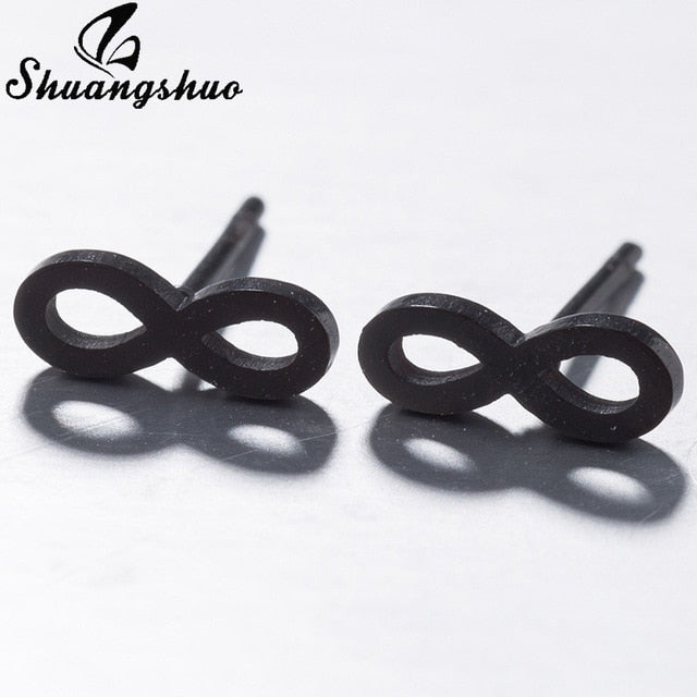 Earrings Mini Black Geometric Moon Star - The MAYZ