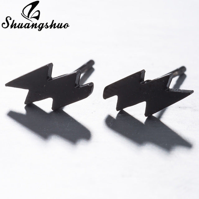 Earrings Mini Black Geometric Moon Star - The MAYZ