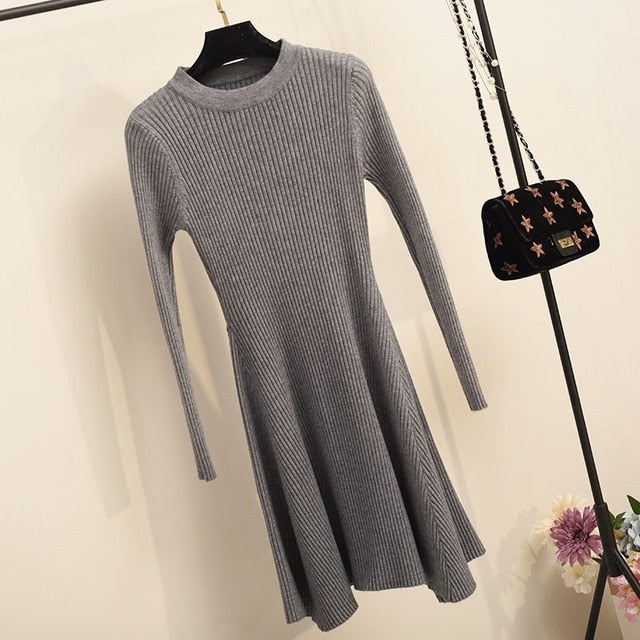 Sweater Mini Knitted Dresses - The MAYZ