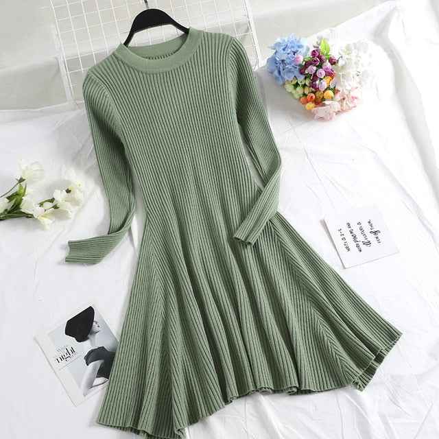Sweater Mini Knitted Dresses - The MAYZ