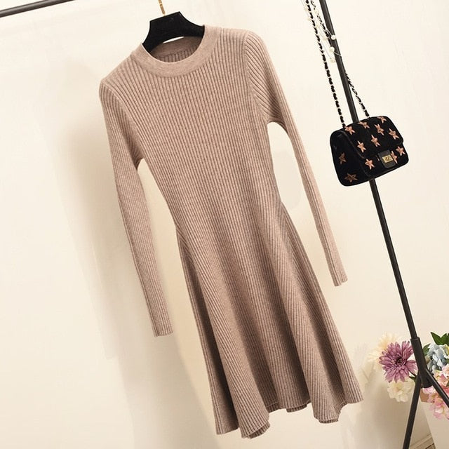 Sweater Mini Knitted Dresses - The MAYZ