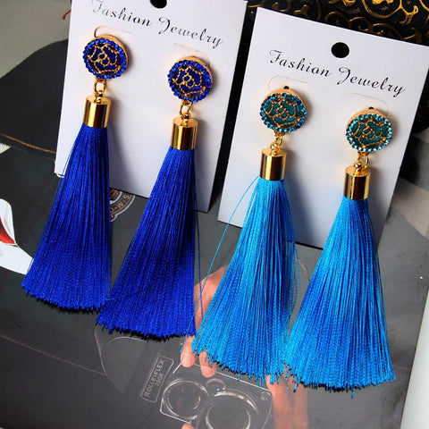 Crystal Long Earrings Drop Dangle Tassel - The MAYZ