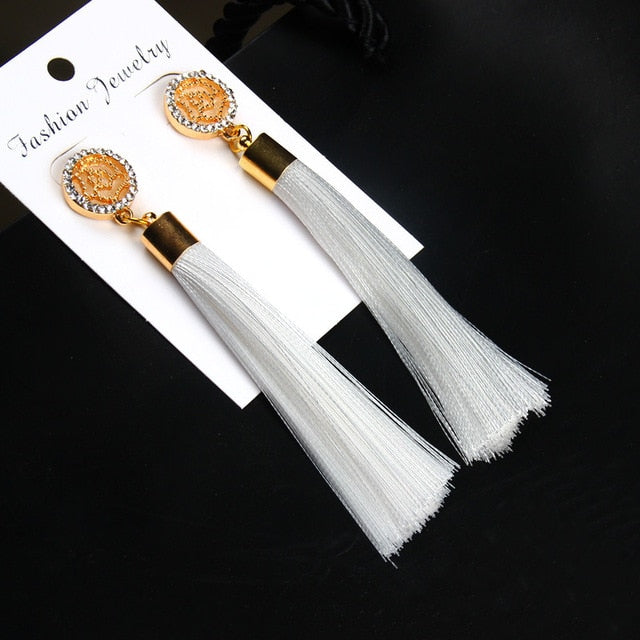 Crystal Long Earrings Drop Dangle Tassel - The MAYZ