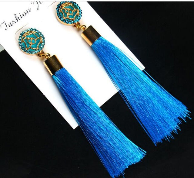 Crystal Long Earrings Drop Dangle Tassel - The MAYZ