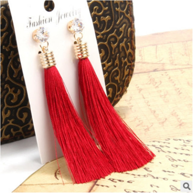 Crystal Long Earrings Drop Dangle Tassel - The MAYZ