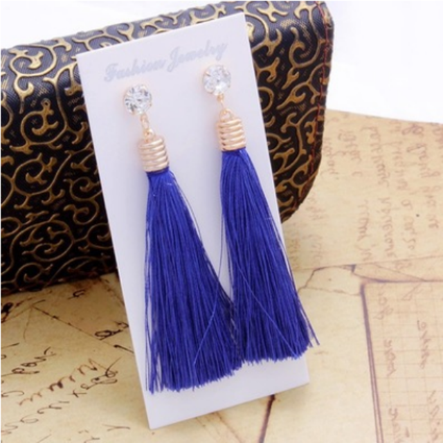 Crystal Long Earrings Drop Dangle Tassel - The MAYZ