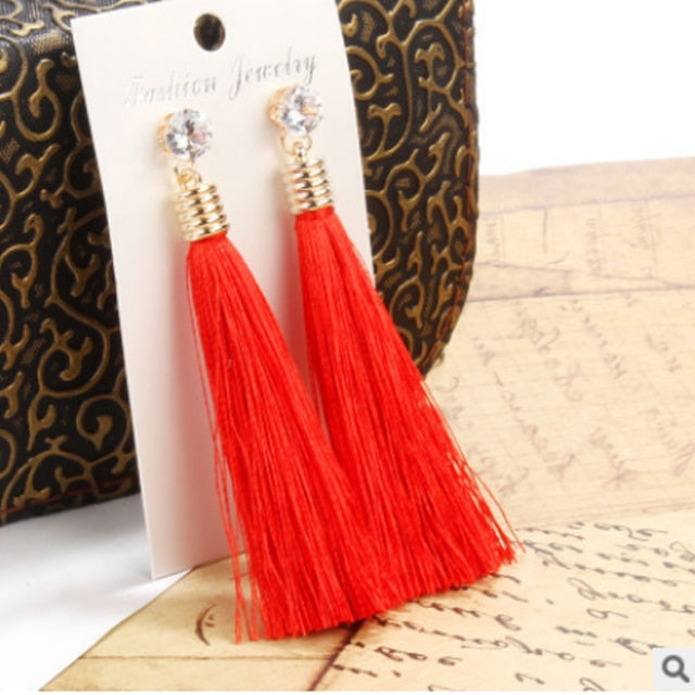 Crystal Long Earrings Drop Dangle Tassel - The MAYZ