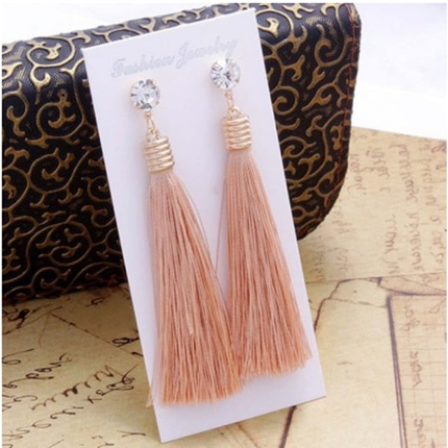 Crystal Long Earrings Drop Dangle Tassel - The MAYZ