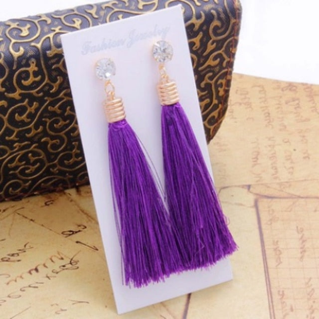Crystal Long Earrings Drop Dangle Tassel - The MAYZ