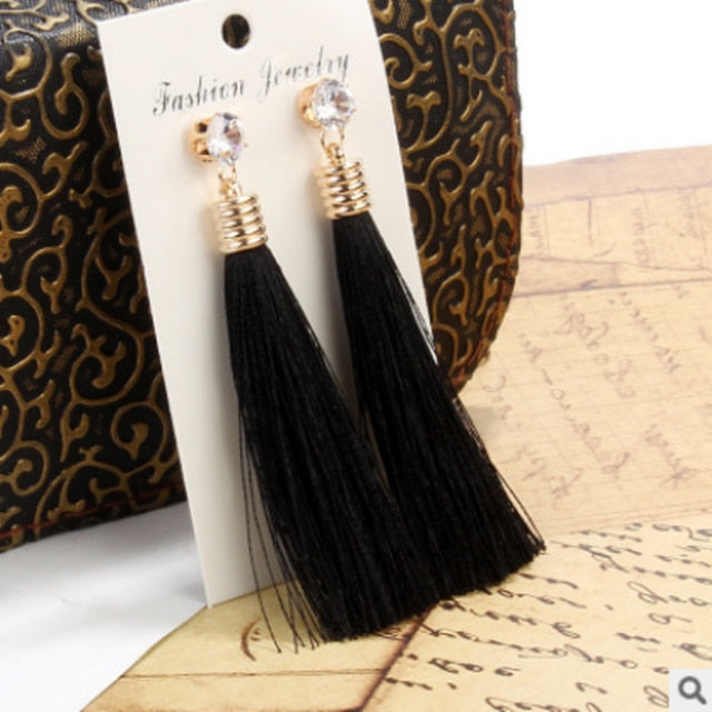 Crystal Long Earrings Drop Dangle Tassel - The MAYZ