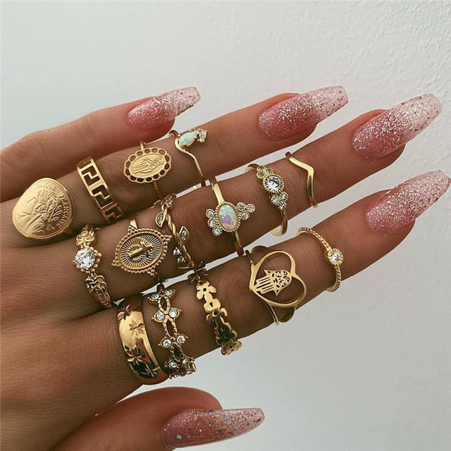 15 Pcs/set Women Fashion Rings - The MAYZ