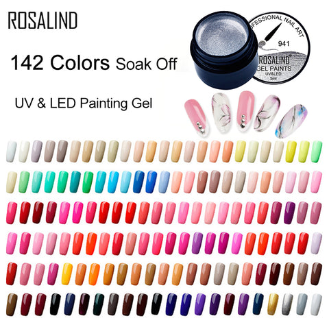 ROSALIND 5ML Painting Gel Varnish 142 Colors Gel Nail Polish Set For Manicure DIY Top Base Coat Hybird Design Of Nail Art Primer - The MAYZ