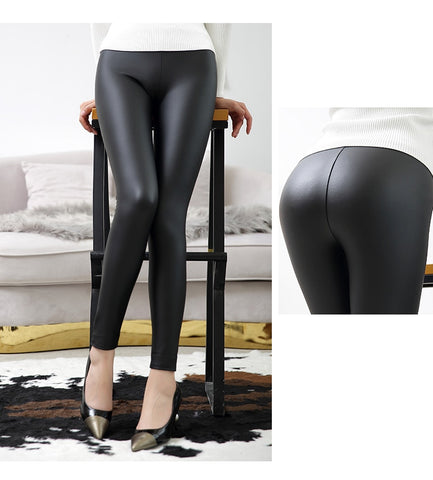 High Waist Leather Leggings - The MAYZ