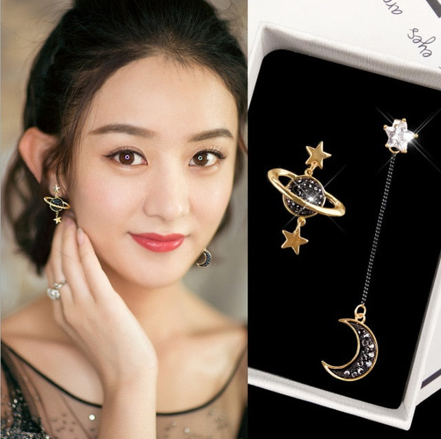 Star Moon Earrings Long - The MAYZ