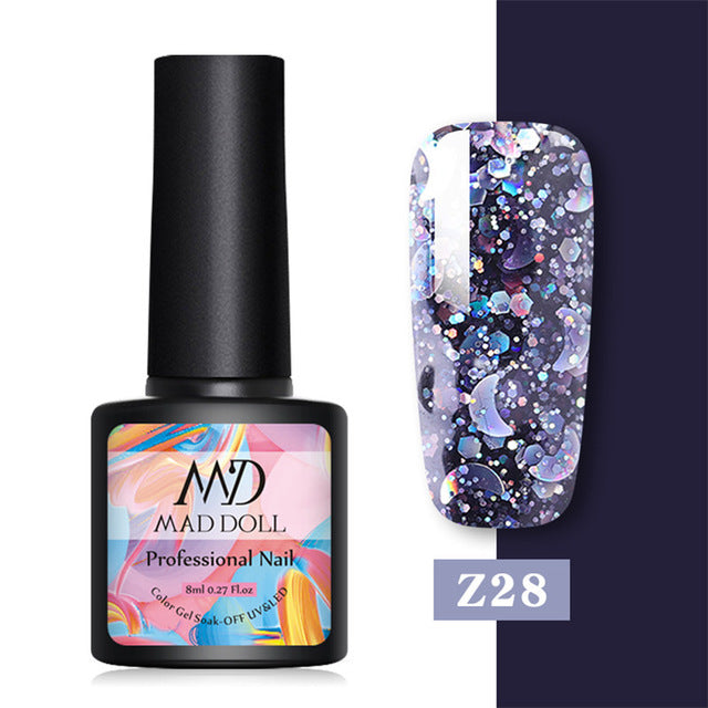 MD DOLL 8ml Sparkling Glitter Nail Gel Polish - The MAYZ