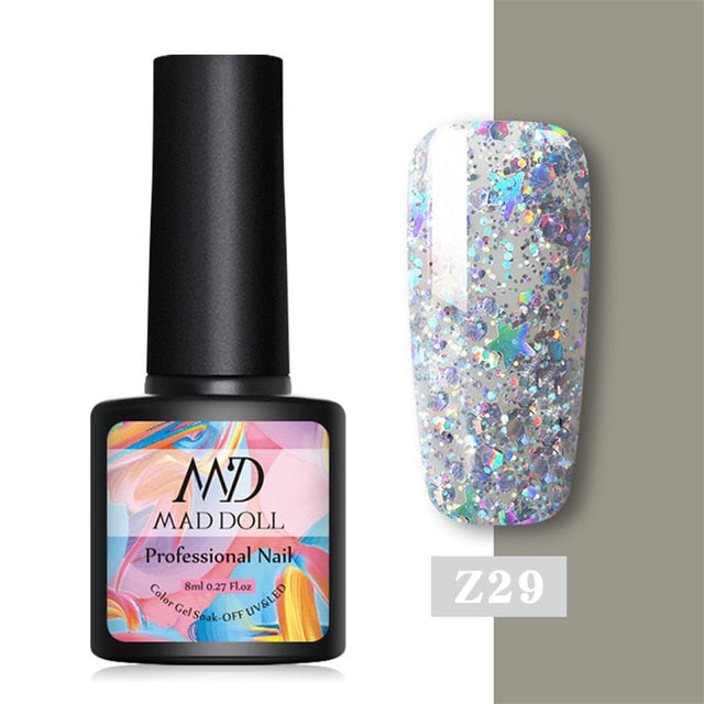 MD DOLL 8ml Sparkling Glitter Nail Gel Polish - The MAYZ