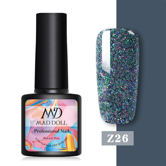 MD DOLL 8ml Sparkling Glitter Nail Gel Polish - The MAYZ