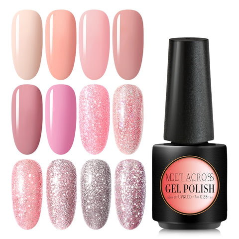 MEET ACROSS Glitter UV Gel Nail Polish Rose Gold Series - The MAYZ