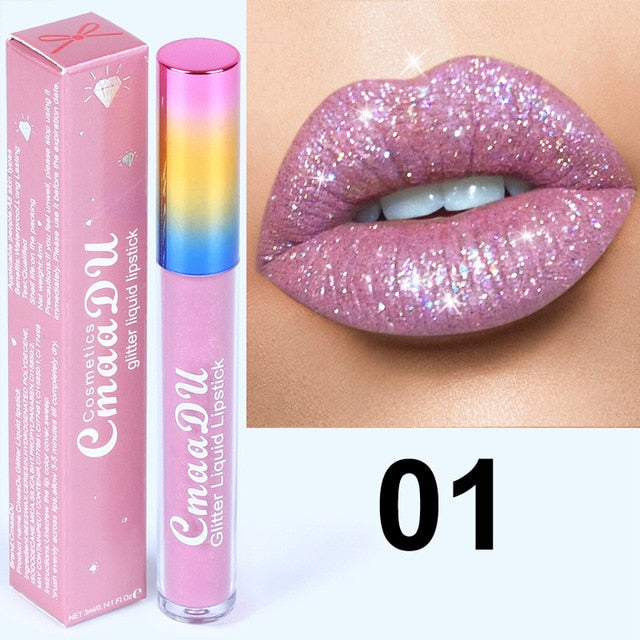 Glitter Lips Make Up Liquid Lipstick Waterproof - The MAYZ