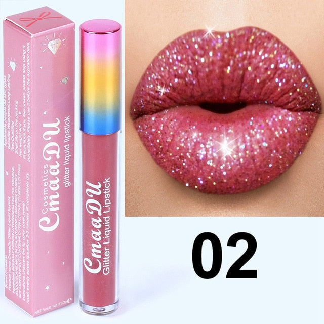 Glitter Lips Make Up Liquid Lipstick Waterproof - The MAYZ