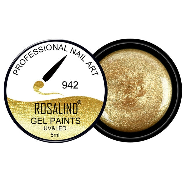 ROSALIND 5ML Painting Gel Varnish 142 Colors Gel Nail Polish Set For Manicure DIY Top Base Coat Hybird Design Of Nail Art Primer - The MAYZ